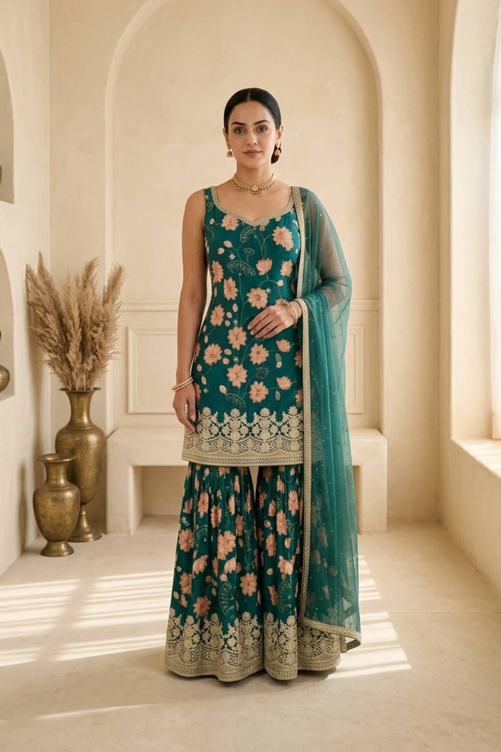 Gota Patti Silk Sharara — AI model shot